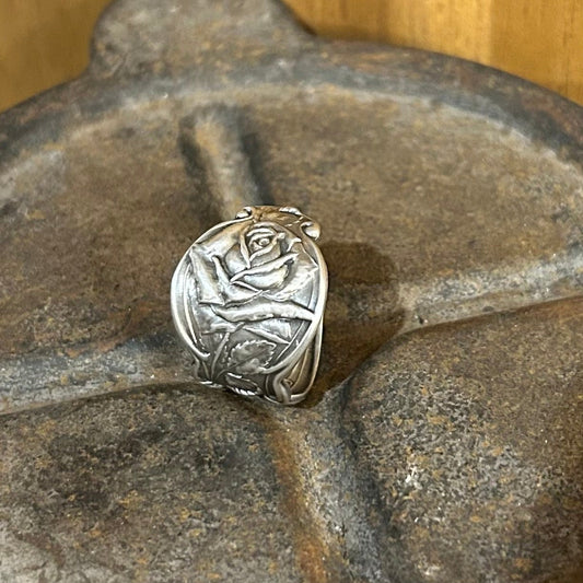 Sterling Silver Ring - Raised Rose Design