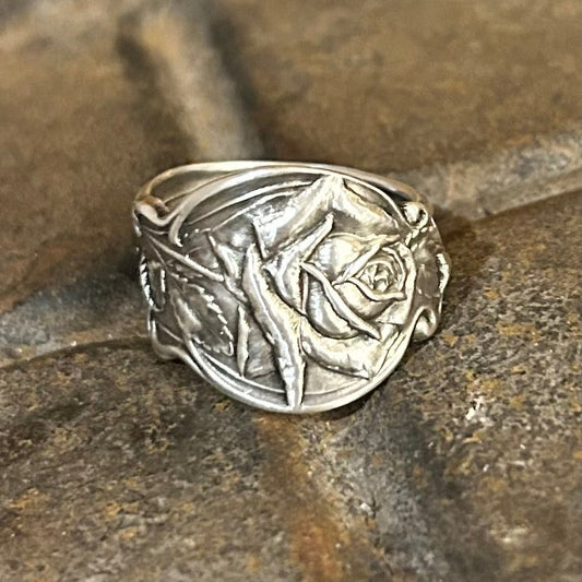 Sterling Silver Ring - Raised Rose Design