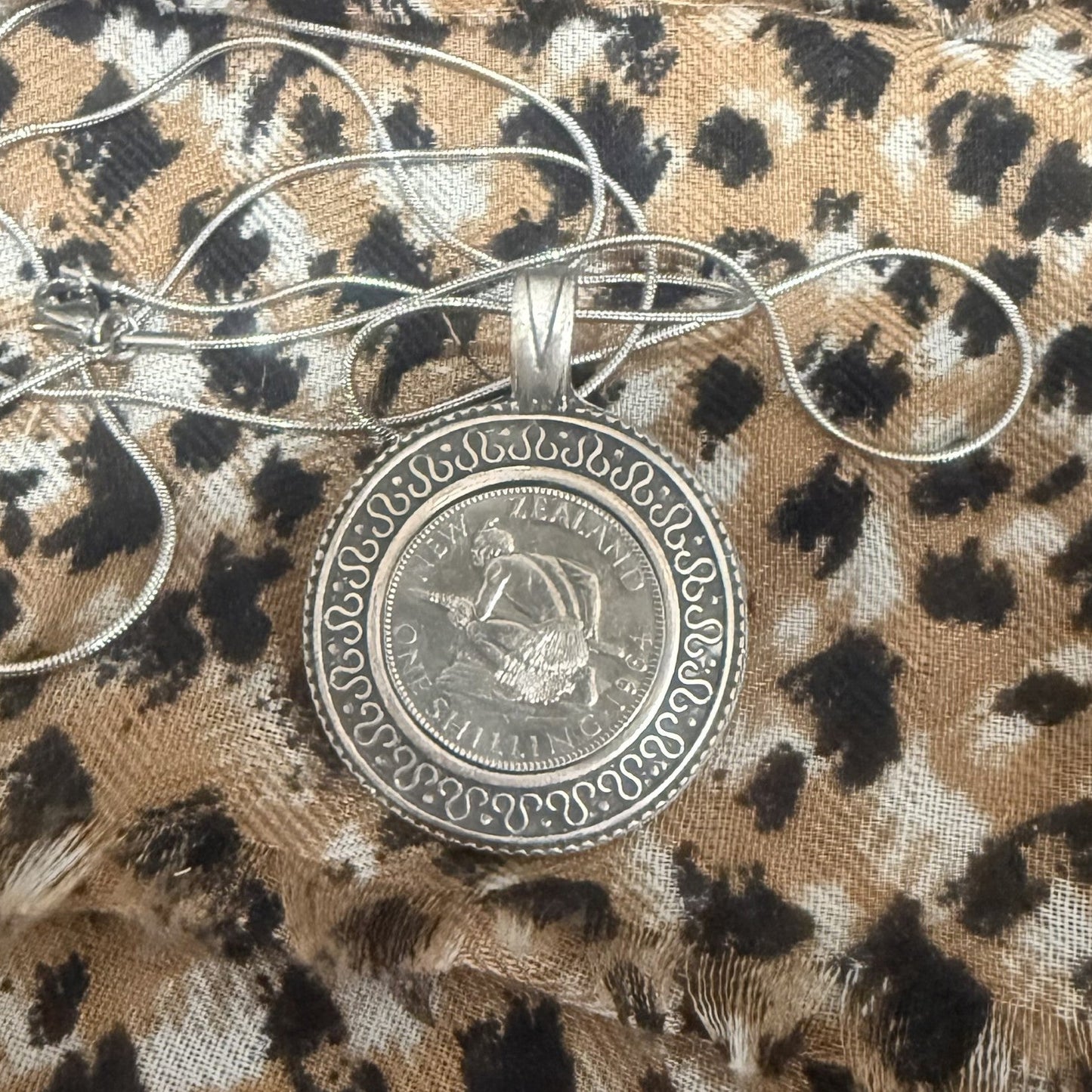 1964 New Zealand Shilling Coin Necklace