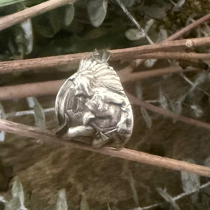 Sterling Silver Warrior Saddle Ring