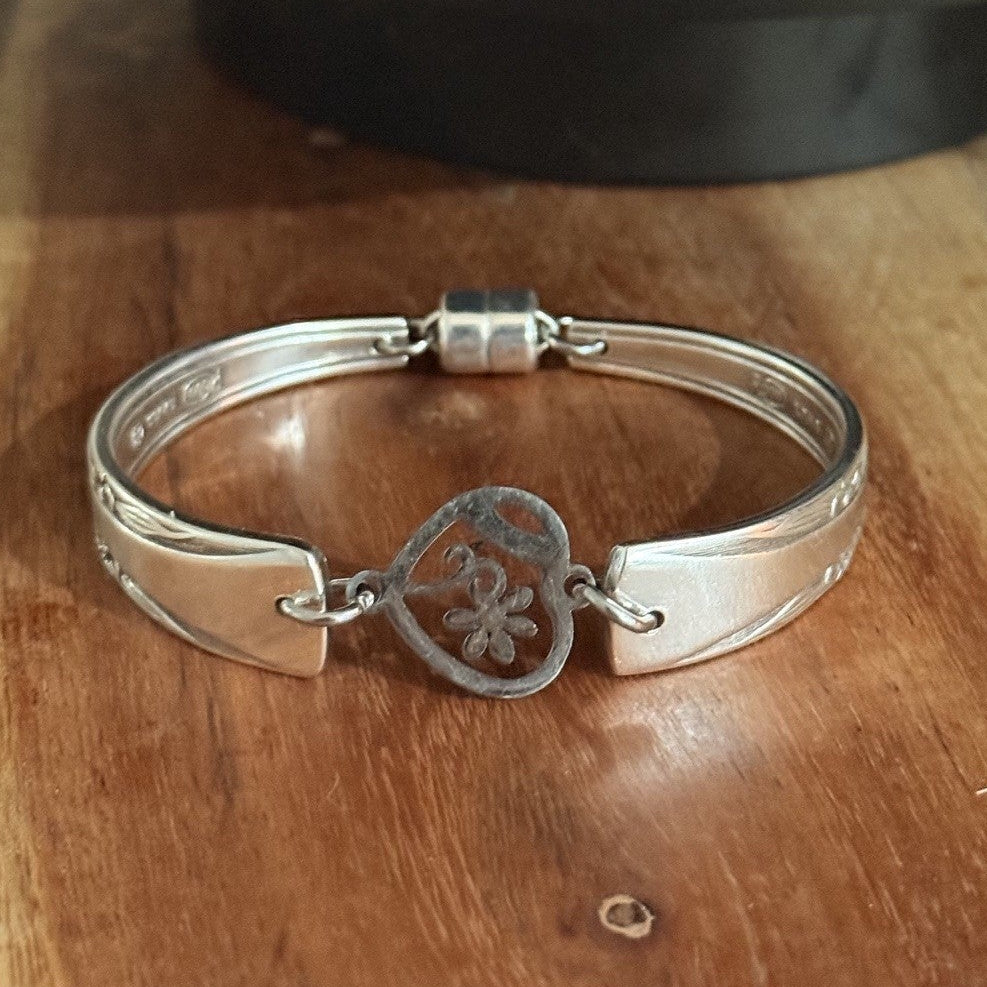 Rodd Vintage Cake Fork Bracelet with Heart Flower