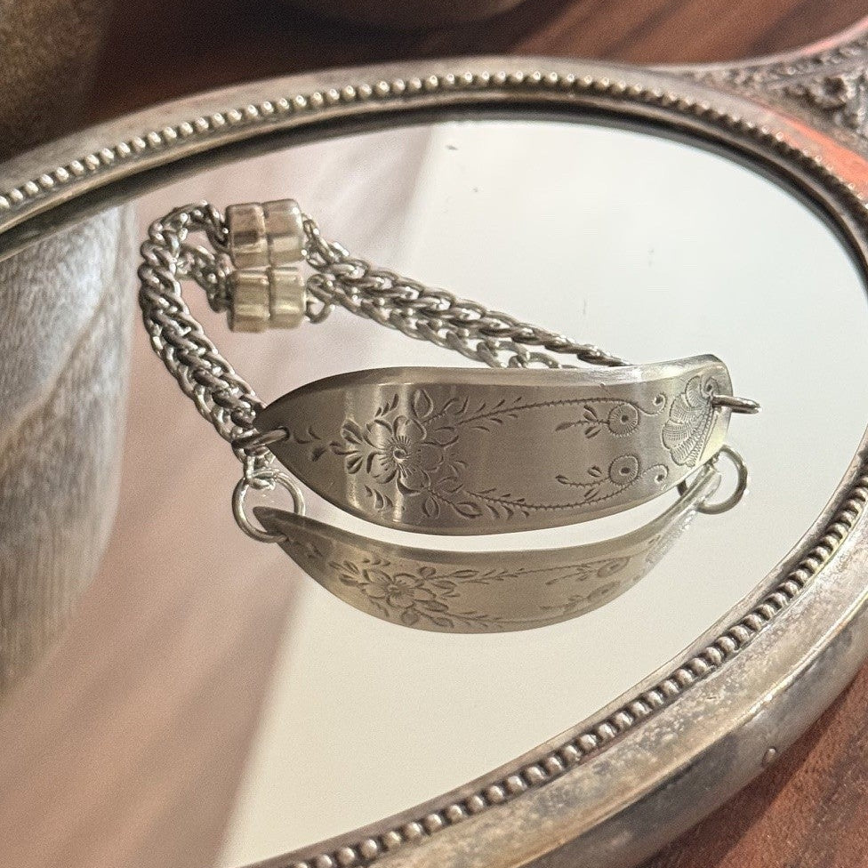 Vintage Etched Silverware Chain Bracelet