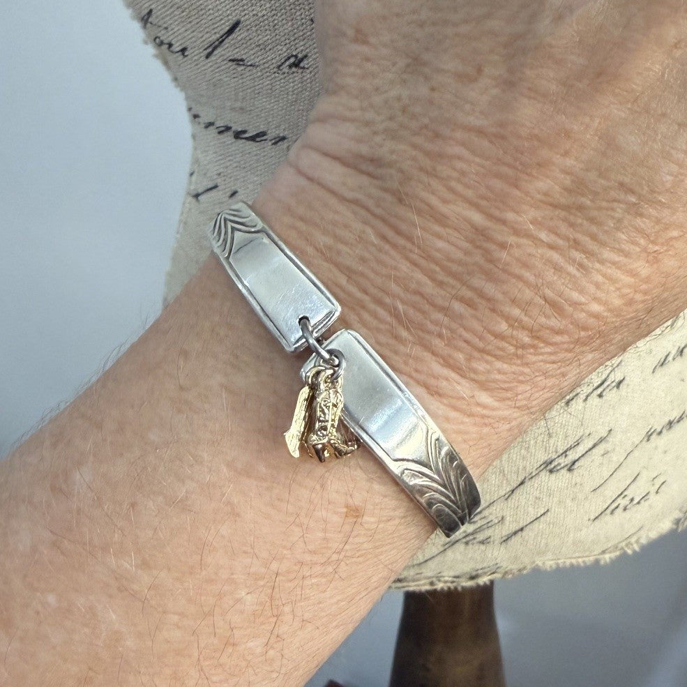 Vintage Sheringham Silverware Bracelet with Cowboy Boot Charms