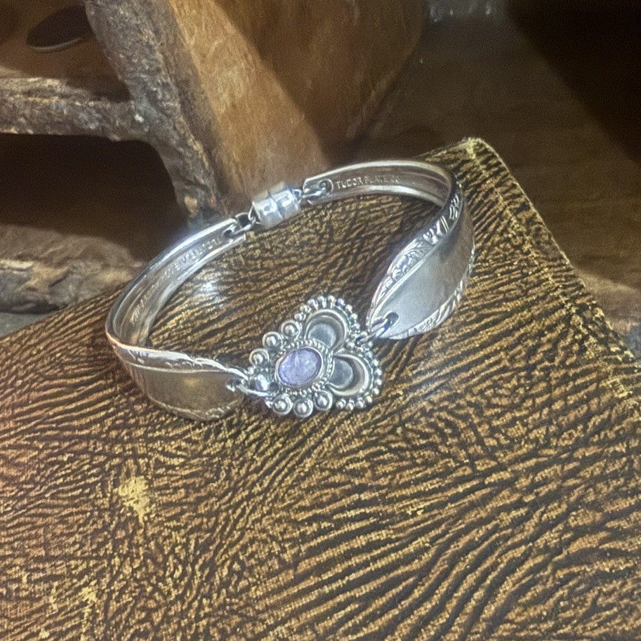 Vintage Silverware & Amethyst Bracelet