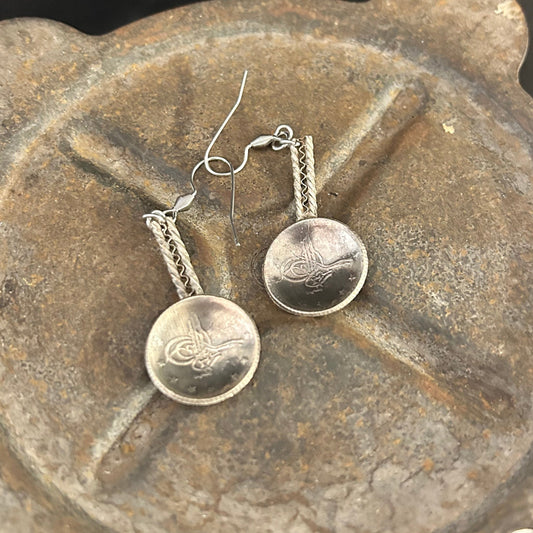 Turkish Silver Earrings - Coin Spoon Bowls