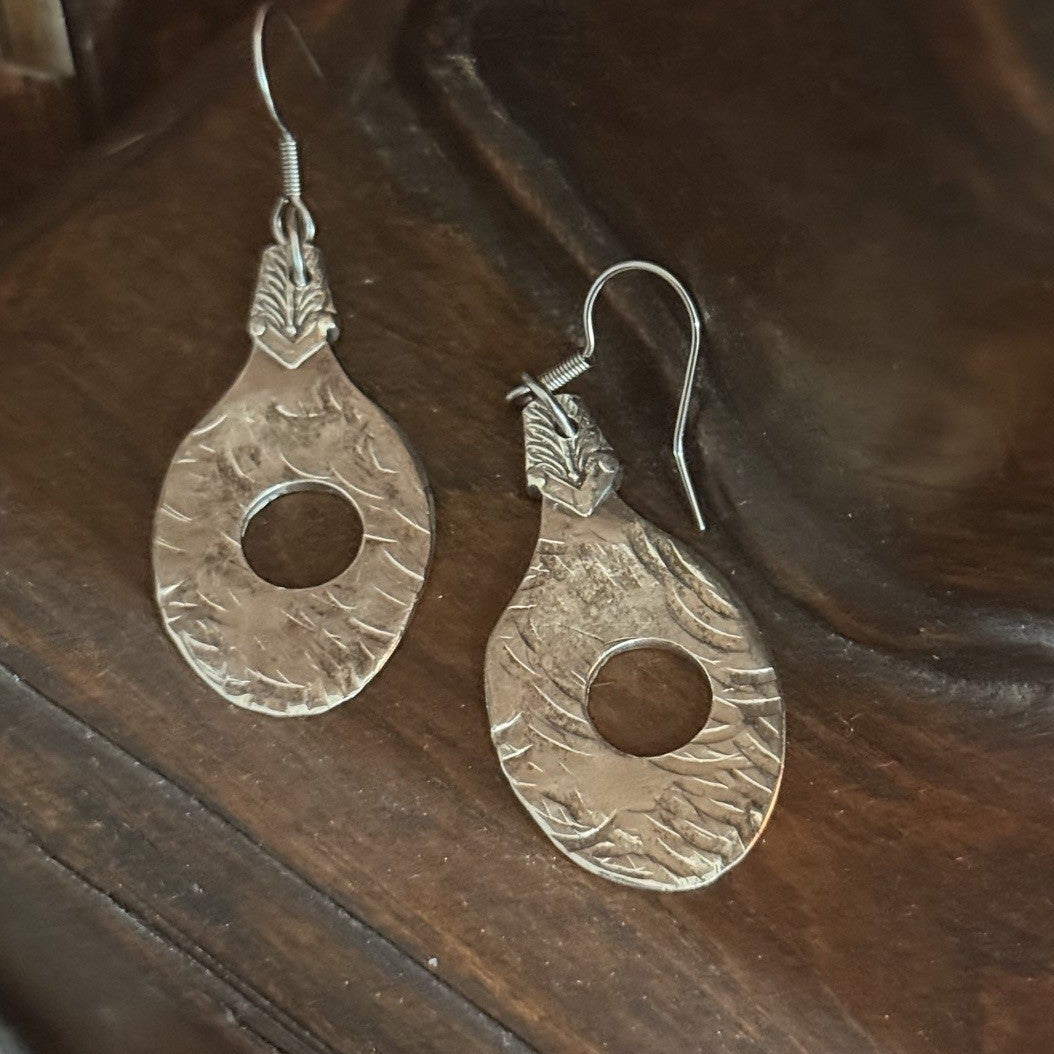 Hand Textured Demitasse Spoon Bowl Earrings