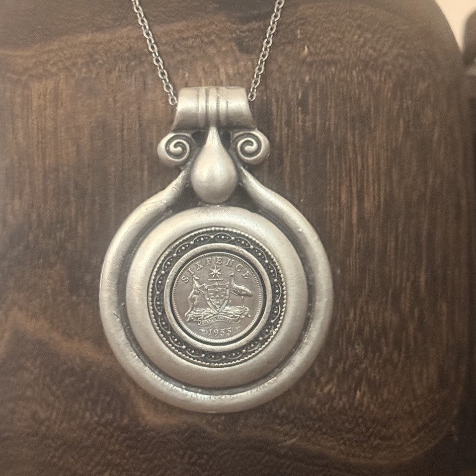 1955 Australian Sixpence Coin Necklace