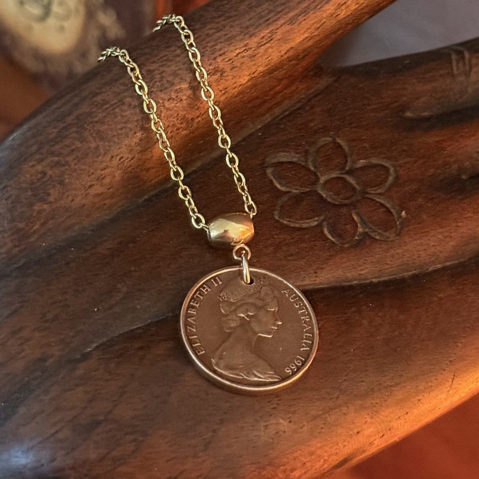 1966 Australian Two Cent Coin Necklace