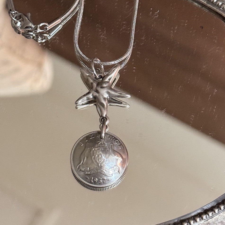 1957 Australian Threepence ; Star Necklace