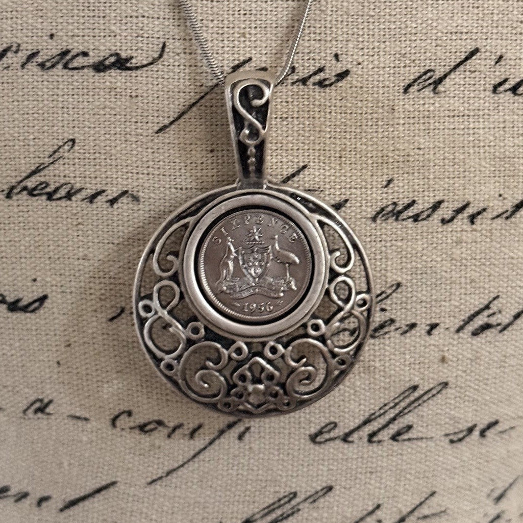 1956 Australian Sixpence Celtic Necklace