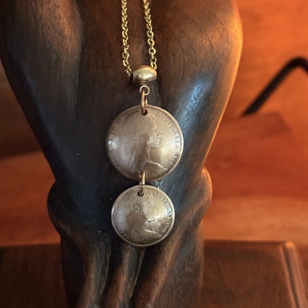 1966 Australian One & Two Cent Coin Necklace