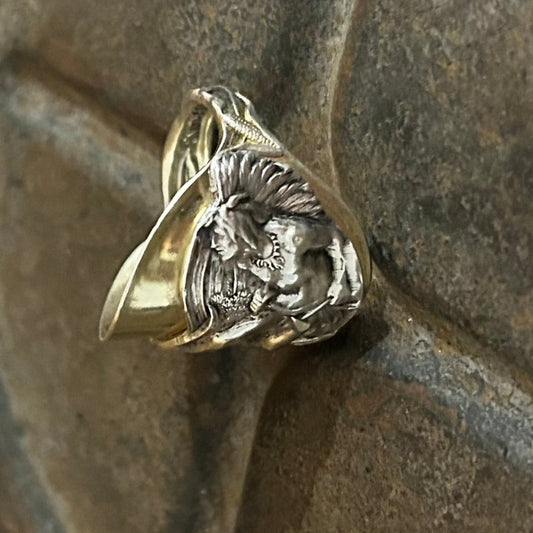 Sterling Silver Warrior Saddle Ring