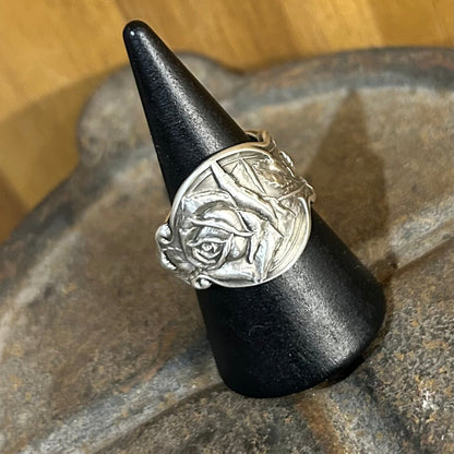 Sterling Silver Ring - Raised Rose Design