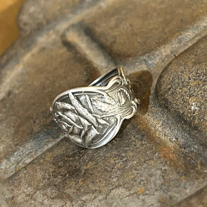 Sterling Silver Ring - Raised Rose Design