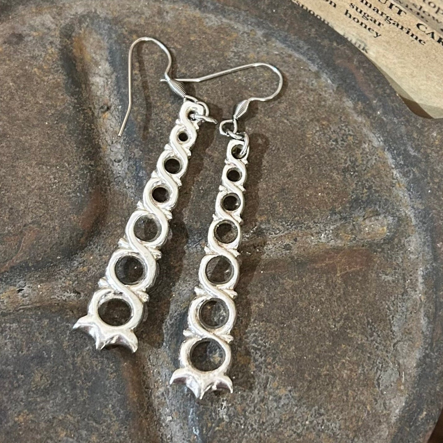 Sterling Silver Earrings - 1900s Art Nouveau