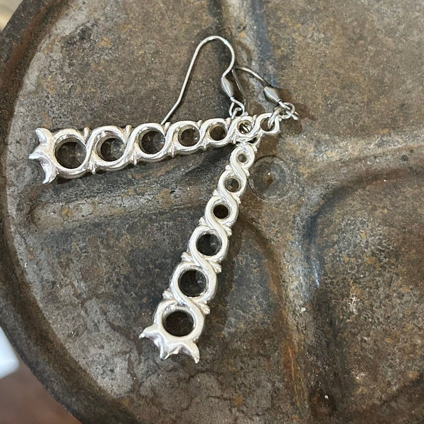 Sterling Silver Earrings - 1900s Art Nouveau