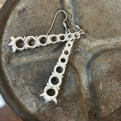 Sterling Silver Earrings - 1900s Art Nouveau