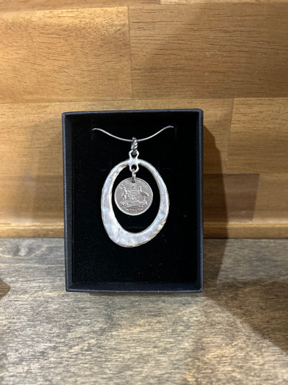 1946 Sixpence “Organic Frame” Necklace