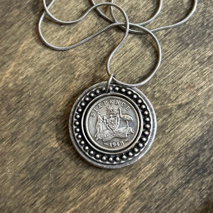 1948 Sixpence - Vintage coin Necklace