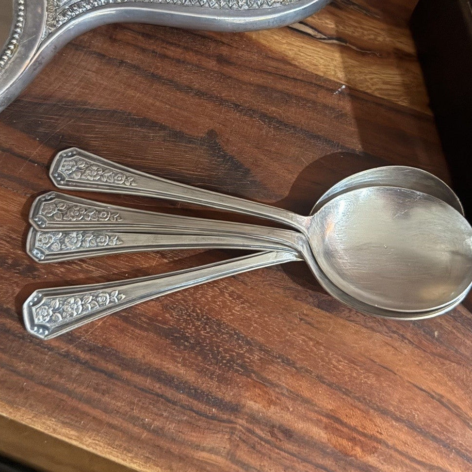 1950s Silver Pride Floral Spoon Handle Bracelet