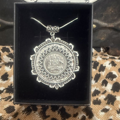 1955 Australian Sixpence Coin Necklace