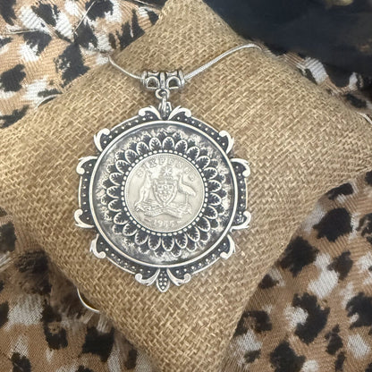1955 Australian Sixpence Coin Necklace