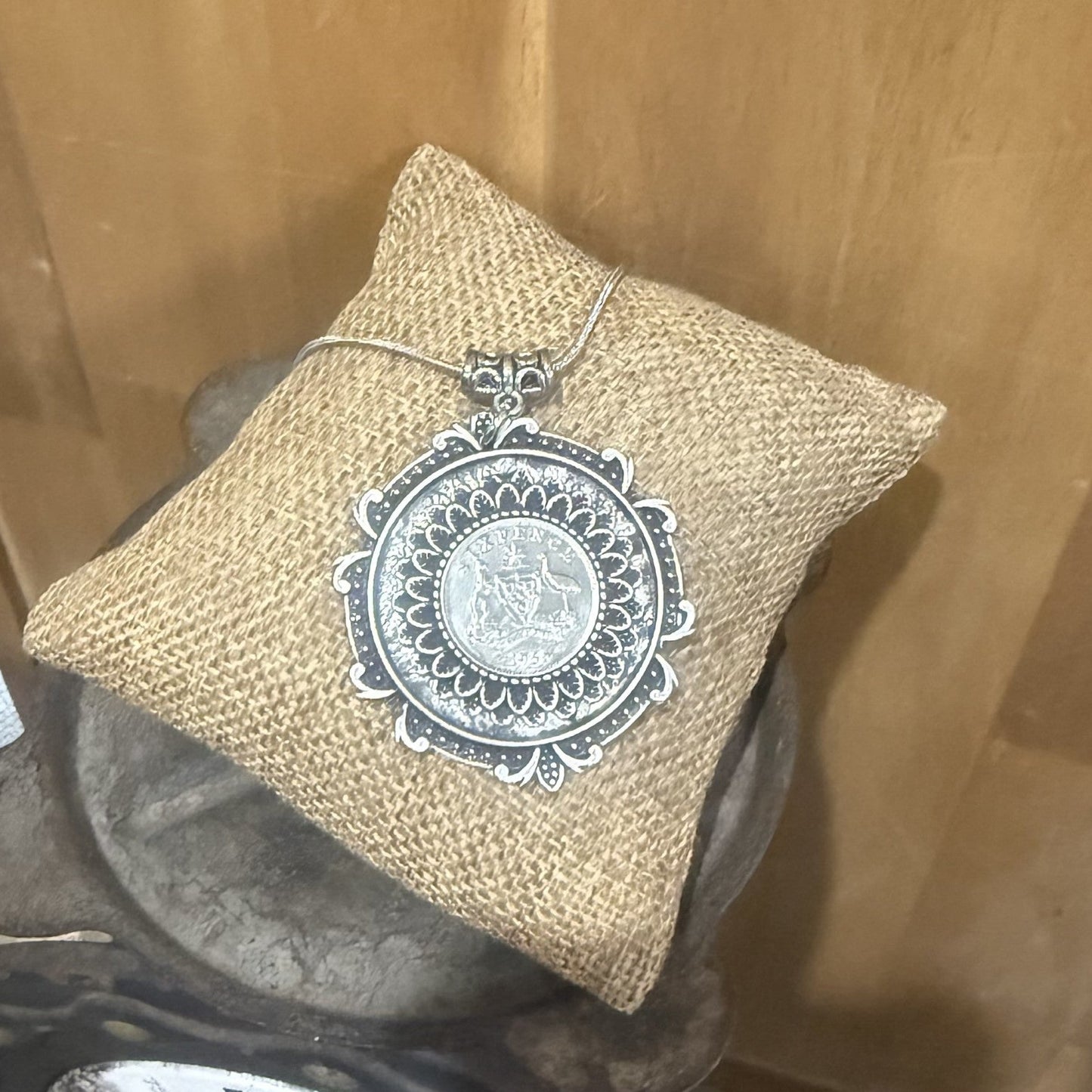 1955 Australian Sixpence Coin Necklace