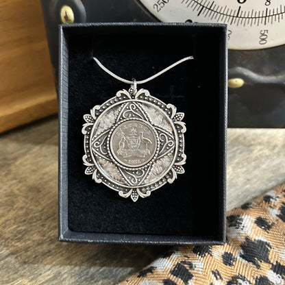 1956 Sixpence Disc” Statement Necklace