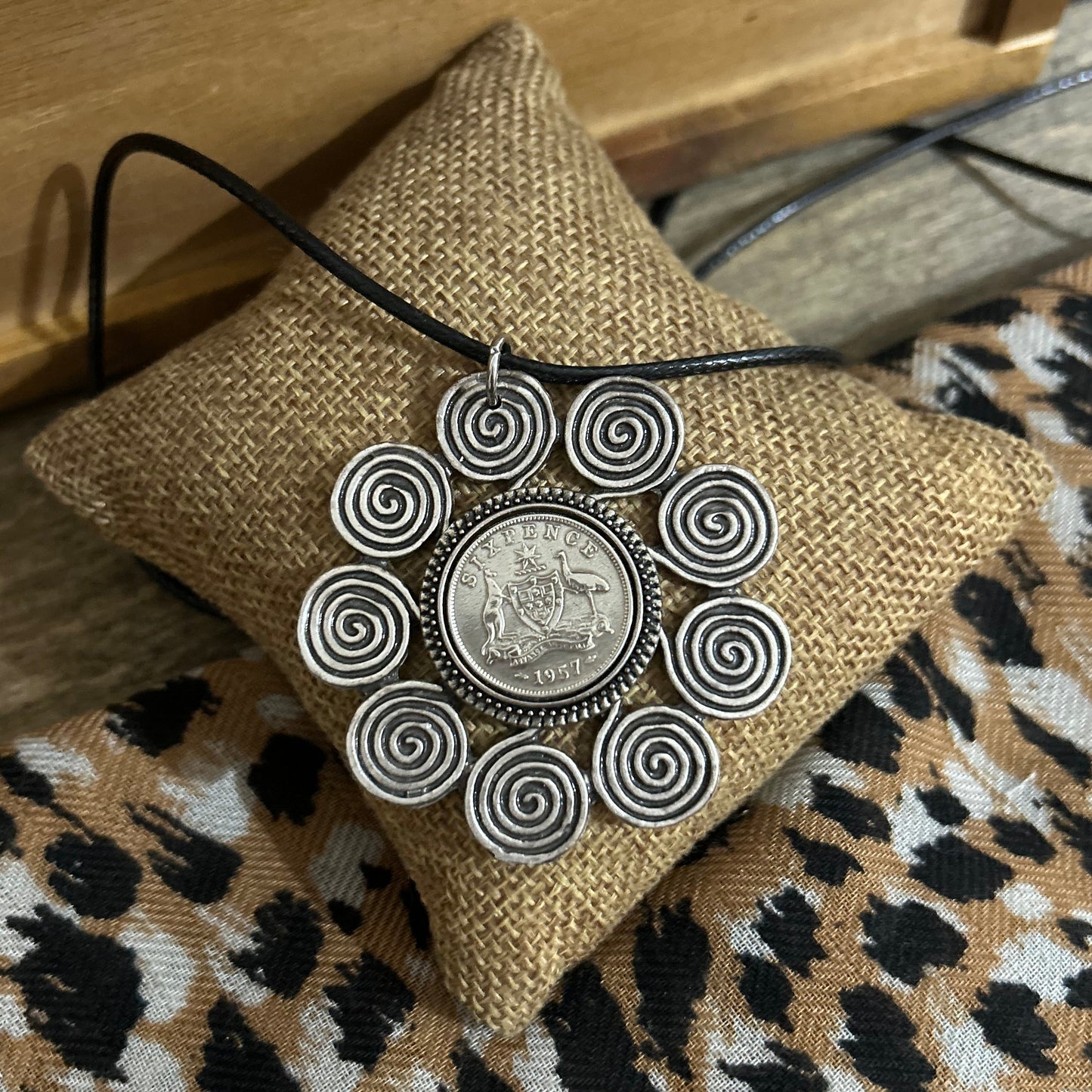 1957 Sixpence Encircled Statement Necklace
