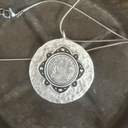 1960 Australian Sixpence Coin Necklace