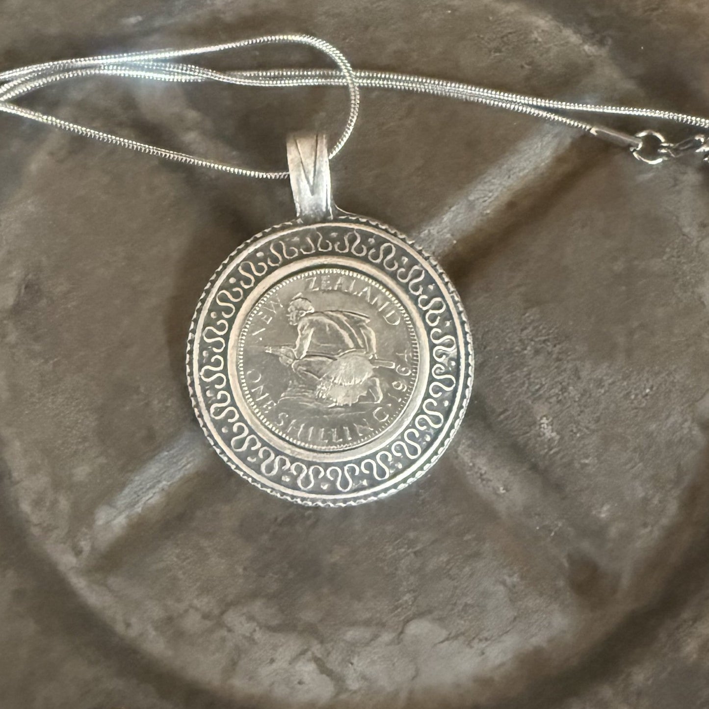 1964 New Zealand Shilling Coin Necklace