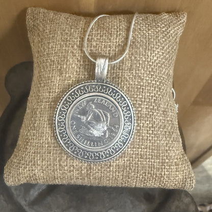 1964 New Zealand Shilling Coin Necklace
