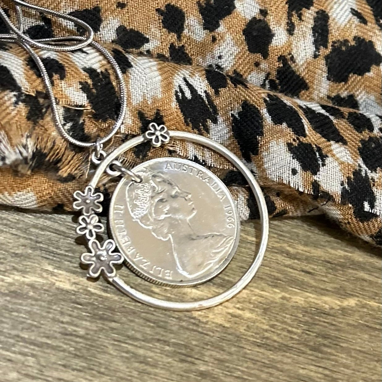 1966 Australian Round 50c Coin Necklace – Vintage Australian Coin