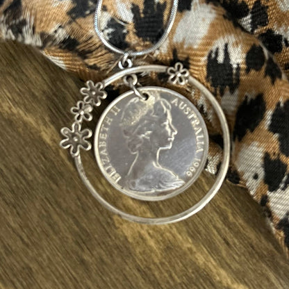 1966 Australian Round 50c Coin Necklace – Vintage Australian Coin