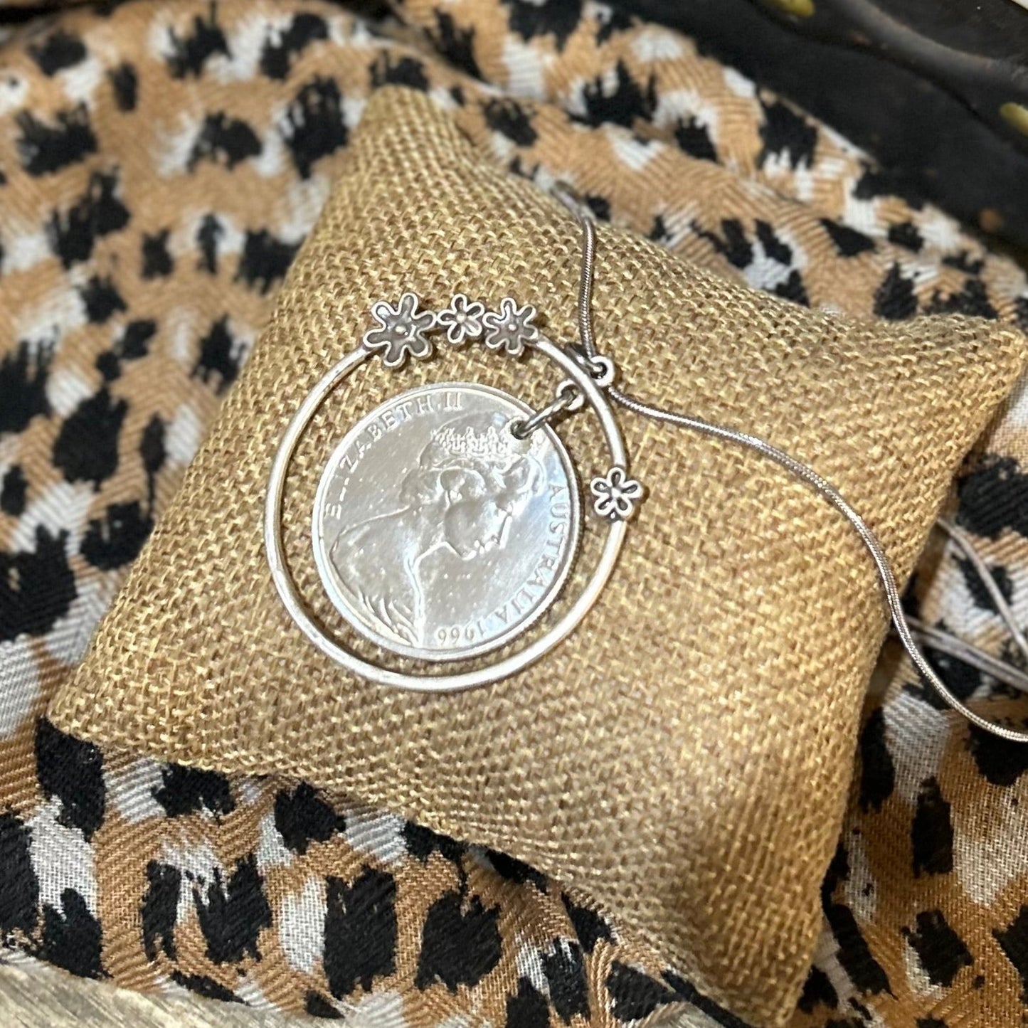 1966 Australian Round 50c Coin Necklace – Vintage Australian Coin