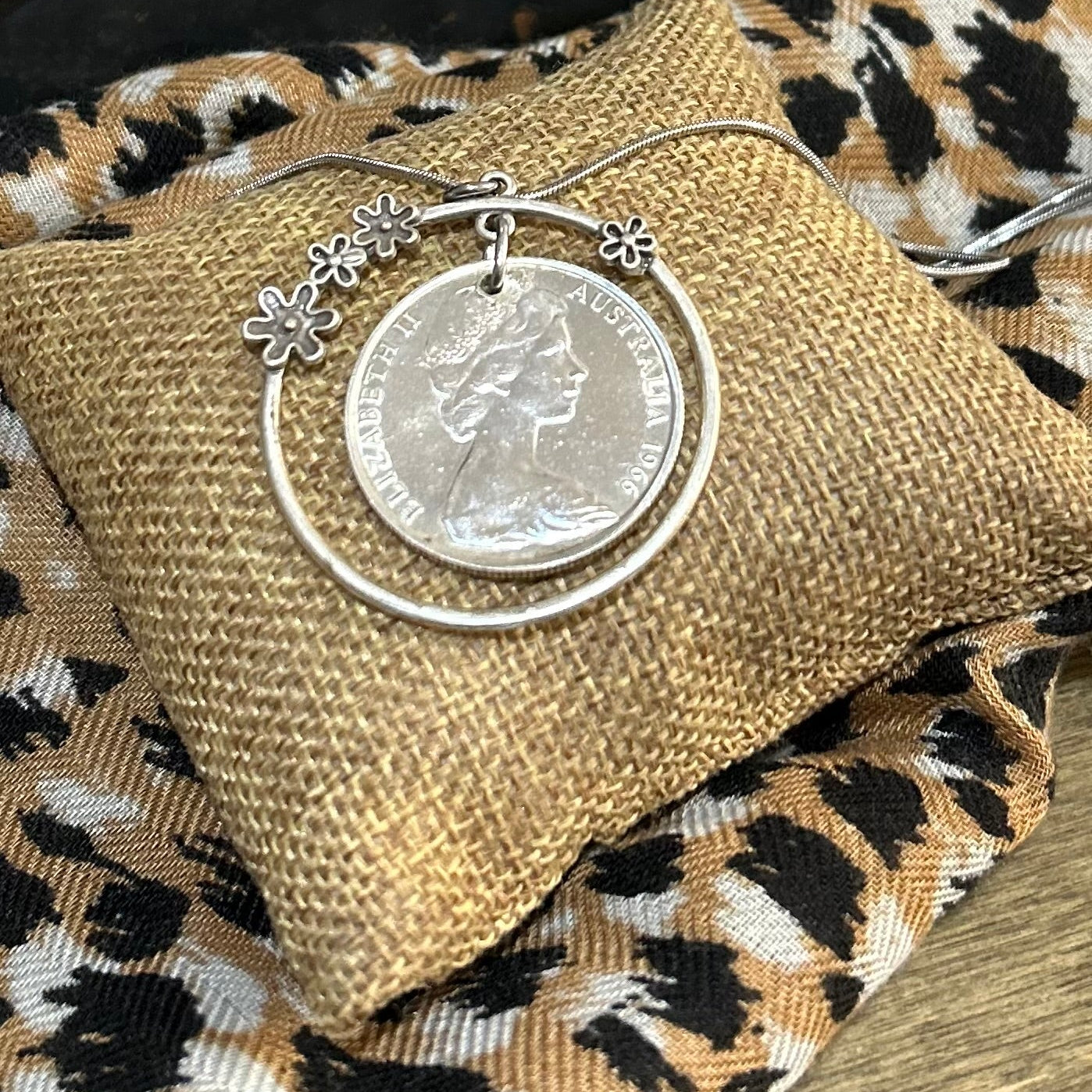 1966 Australian Round 50c Coin Necklace – Vintage Australian Coin