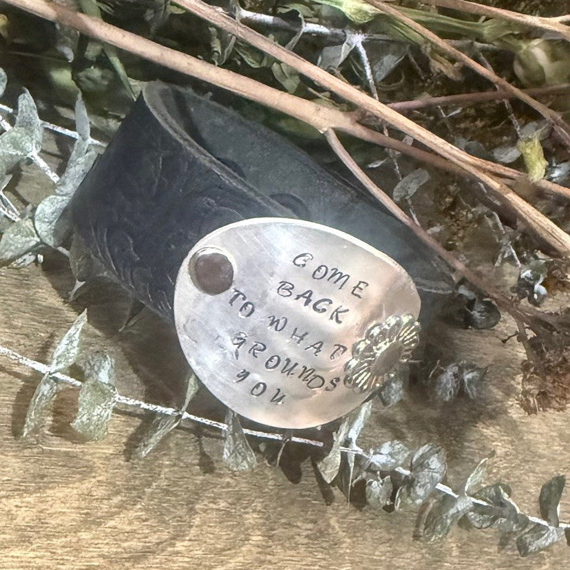 Leather Handstamped Cuff