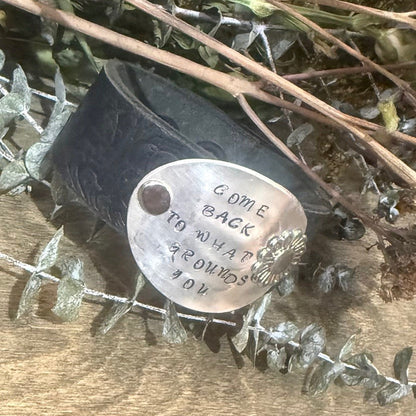 Leather Handstamped Cuff
