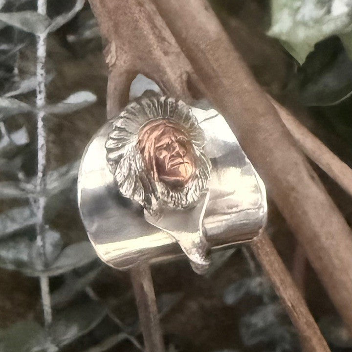 Sterling Silver Gold Face Ring