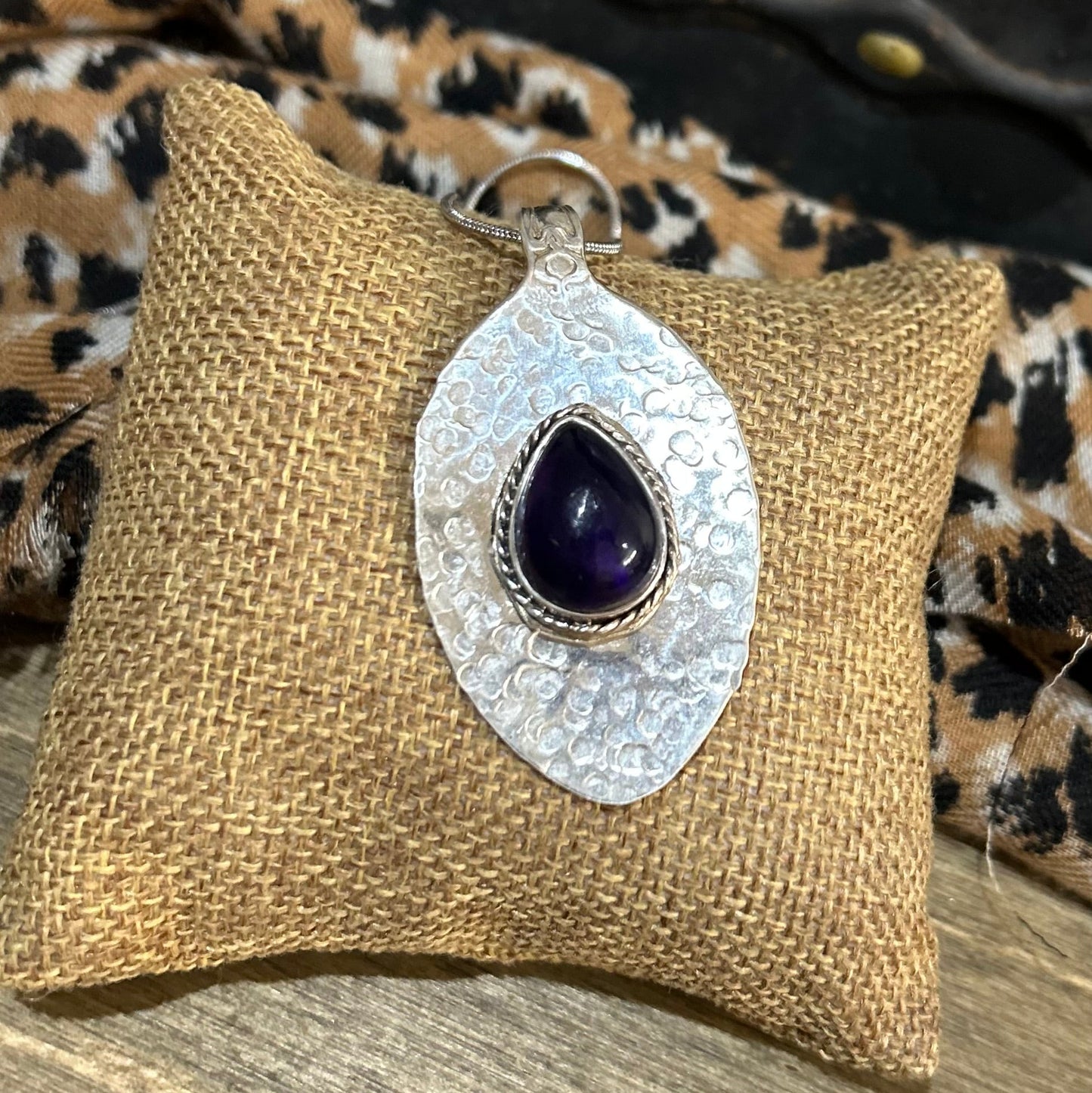 Sterling Silver Spoon Bowl Necklace with Amethyst