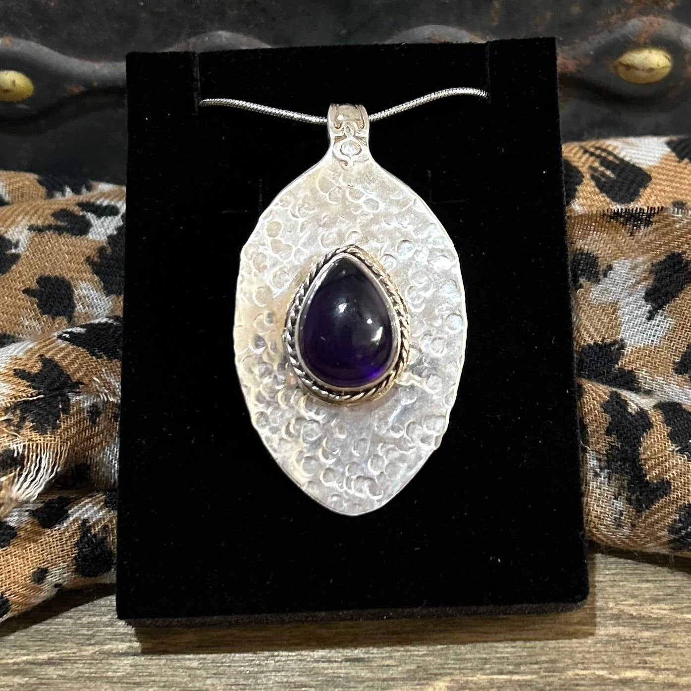 Sterling Silver Spoon Bowl Necklace with Amethyst
