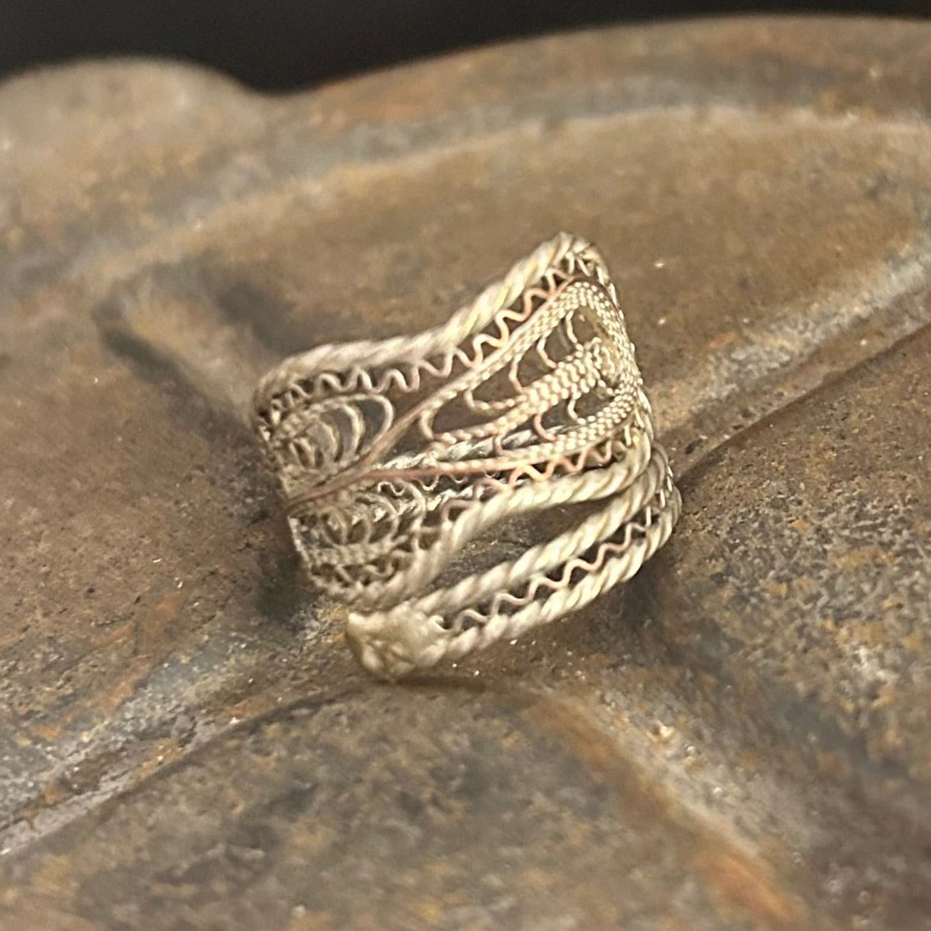 Antique Filigree Ring - Turkish Ottoman Silver