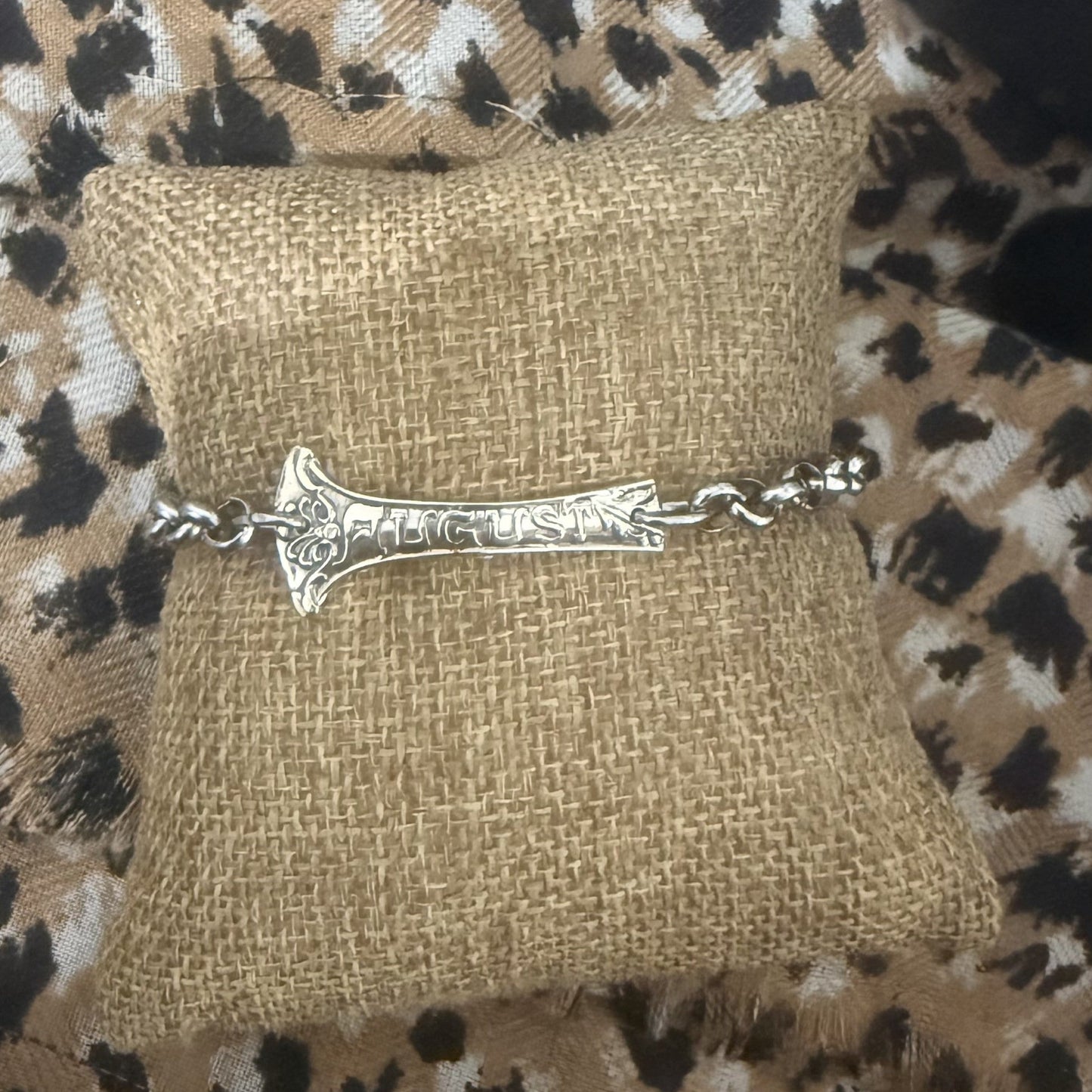 Sterling Silver August Bar Bracelet