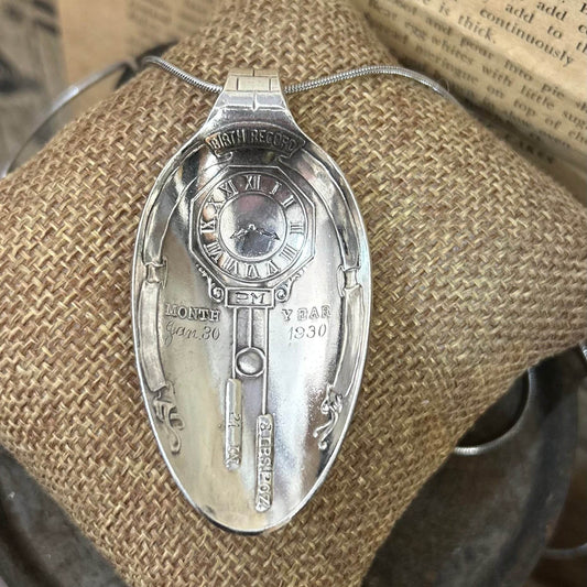 Sterling Silver Birth Necklace- Dated 1930 - Molly Made