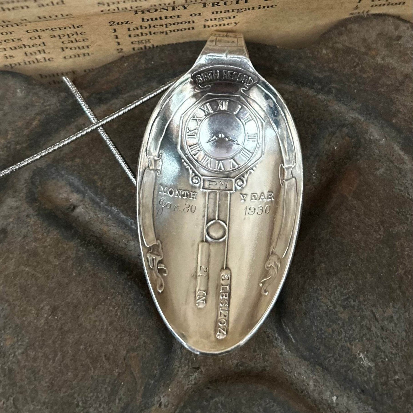Sterling Silver Birth Necklace- Dated 1930 - Molly Made