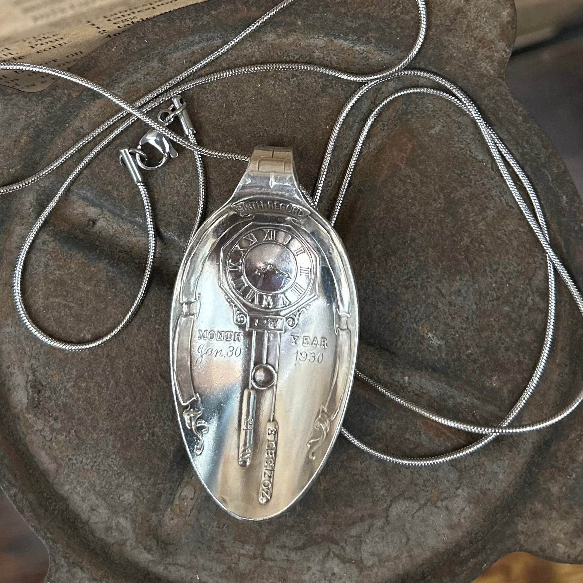 Sterling Silver Birth Necklace- Dated 1930 - Molly Made