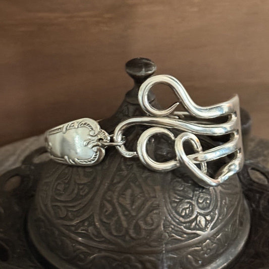 Hand Formed Fork Bracelet | Vintage Grosvenor Diane Silverware