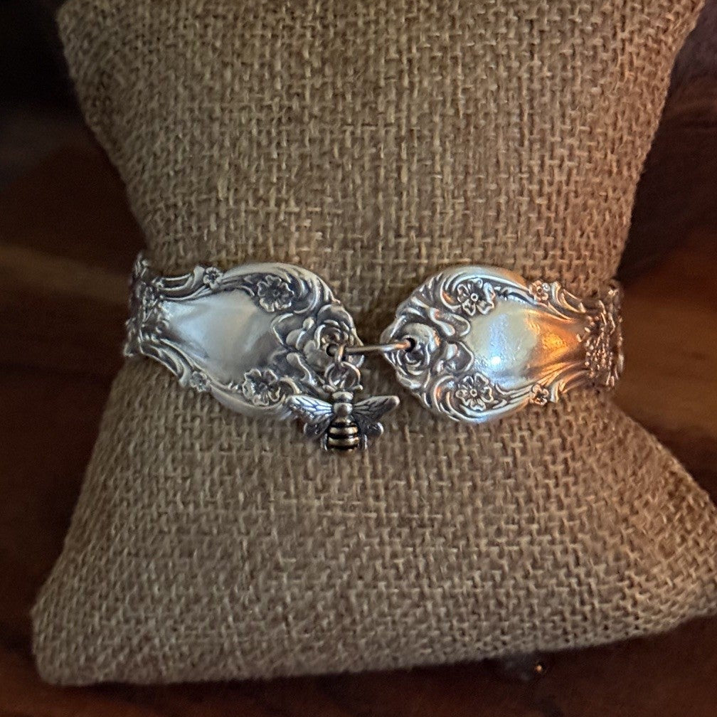 1903 Wallace Grapefruit Silverware Bracelet with Bee Charm