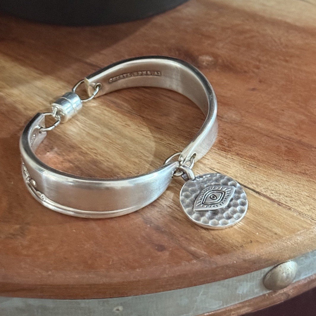 Vintage Silverware Evil Eye Bracelet