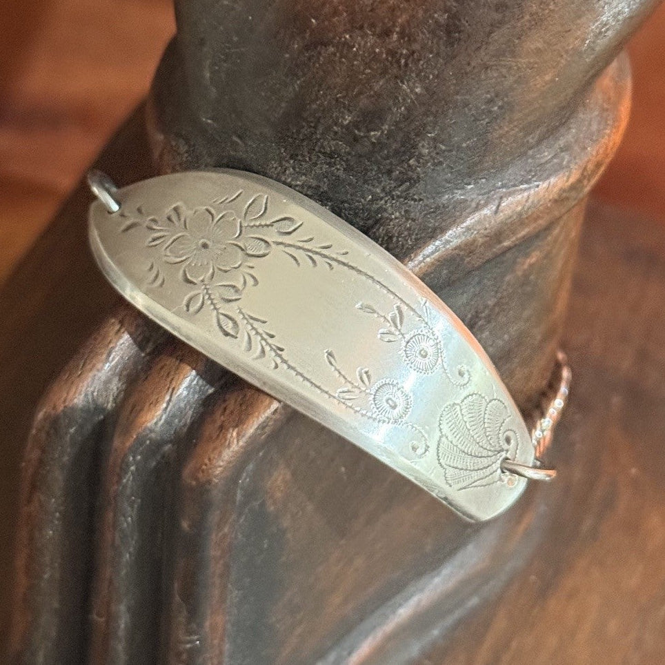 Vintage Etched Silverware Chain Bracelet